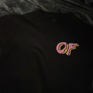 Black Odd Future t shirt with pink donut design